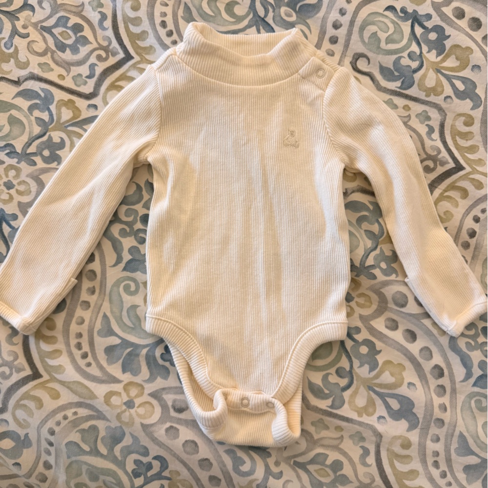 GAP Cream Ribbed Long Sleeve Bodysuit